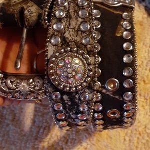 Blacin roxx leather  bling belt.